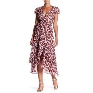 Betsey Johnson Floral Printed Chiffon Wrap Dress